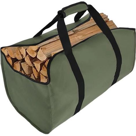 Sac à bois de chauffage pliable, sac de transport pour bûches, résistant à l'eau, durable en toile pour cheminée, stockage de bûches de bois de chauffage avec poignée pour intérieur et extérieur, (1/5)