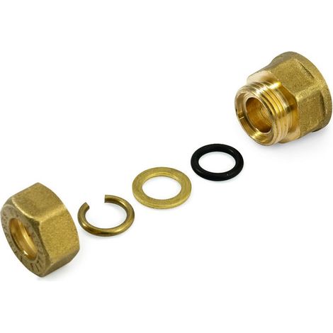 Raccordo F a compressione 1/2"x16 in ottone con anello di serraggio ed O-ring di tenuta, per tubo rame 120002H041600A