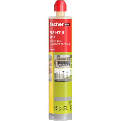 Fischer – Kit de scellement chimique 300 T – Résine hybride pour béton fissuré et non fissuré – Reutilisable avec bec mélangeur - II 300 T
