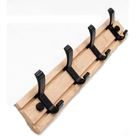 Crochet Mural 4Hooks Wooden Wall Mounted Racks Home Decor Furniture Coat Rack Hat Clothes Hanger Kitchen Wall Brack Hanging Folding Hook Crochet Mural à Suspendre (Color : 4 Hooks) (1/5)