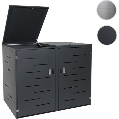 Enveloppement pour 2 poubelles HWC-E83, revêtement, extensible, 108x61x94cm acier affiné (1/5)