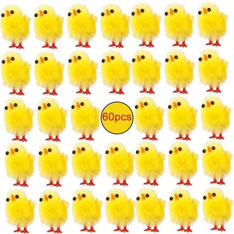 Poussins de pâques, décoration de maison, accrocheur, polyvalent, jaune réaliste, pour manteau, bureau, Table à manger, 60 pièces (1/5)