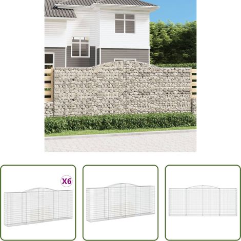 Schalldämmung -  Gabionen mit Hochbogen 6 Stk. 400x50x160/180cm Verzinktes Eisen (1/5)