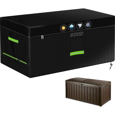 Housse Coffre Jardin, 600D Oxford PU Imperméable, 158x75x65cm, avec Glissière, Réfléchissantes, Ventilation, Poignées et Sangles Latérales, Housse Coffre de Rangement Exterieur (1/5)