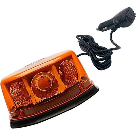 Feux clignotants pour voiture avec allume-cigare, feu de signalisation LED pour toit de voiture, gyrophare magnétique clignotant, lampe d'urgence 12-24V( ) (1/3)