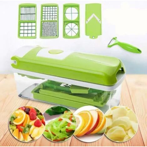 Accessoires cuisine et cuisson,Genius Nicer Dicer Smart (12 pcs.) en vert - coupe-légumes pour cubes, bâtonnets, tranches, lanières et quartiers - coupe-salade mandoline trancheuse à concombr