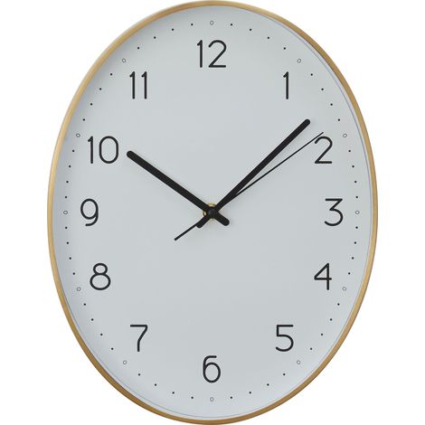 Premier Housewares Wall Clock Gold / Black Finish Frame Clocks For Living Room / Bedroom / Contemporary Style Oval Shaped Design Metal Clocks For Hallways 4 x 35 x 27 (1/3)