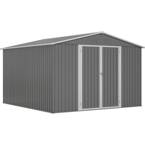 Gartenhaus aus Metall 300 x 311,4 x 200 cm grau mit Bodenrahmen MODENUIT (1/5)