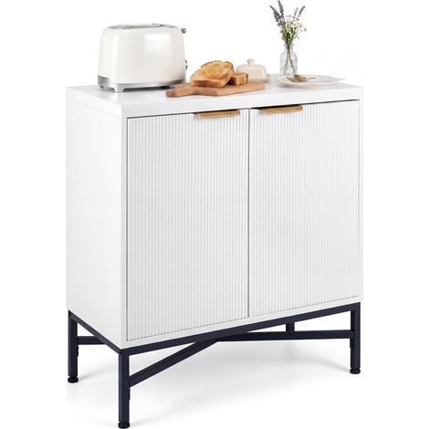 Meuble de Rangement, Étagères Réglables, 71 x 35 x 82 CM, Armoire de Cuisine avec 2 Portes, Buffet, Décoration Contemporaine, pour Cuisine, Blanc (1/5)
