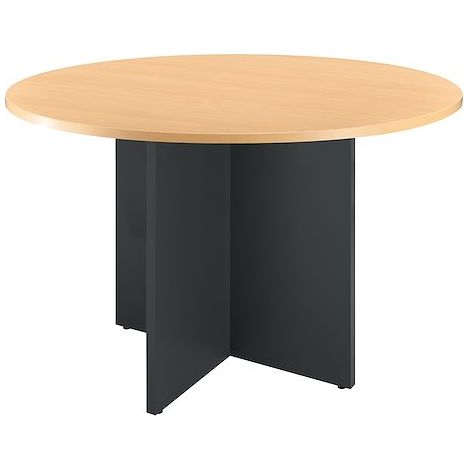 Table ronde 120 cm plateau hêtre pieds croix anthracite Essens - Maxiburo