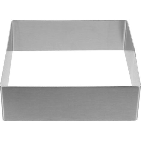 Moule à mousse carré en acier inoxydable, cercle à gâteau, emporte-pièce pour mousse, moule à gâteau, cercle à dessert, moule à pâtisserie, outil de cuisson (argenté 23 cm)-Silver (1/4)
