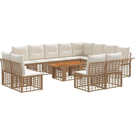 Gartensofa-set 13 stk. Natürlich und Cremweiß Poly-Rattan vidaXL (1/5)