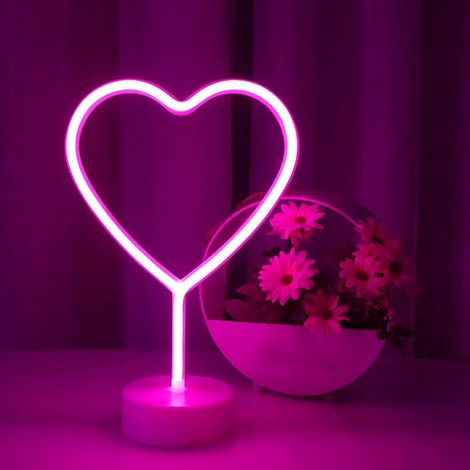 (amour)Enseignes au néon pour chambre à coucher avec base de support, batterie ou USB, décoration lumineuse pour la fête d’anniversaire de Noël S (1/4)