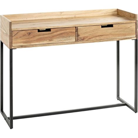 Console Bureau 2 Tiroirs "Sphera" 100cm Naturel & Noir (1/5)