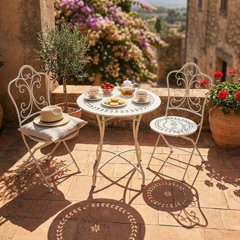 PALMELA - set due sedie pieghevoli e tavolo rotondo con decori (1/2)