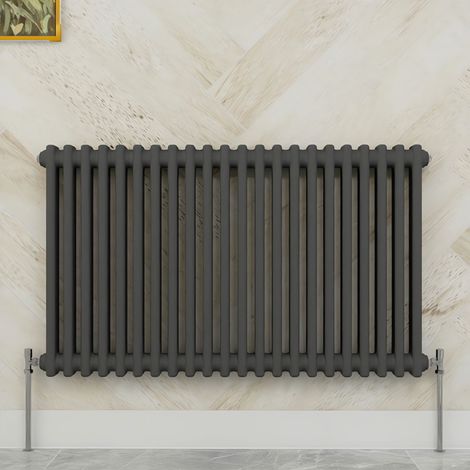 SKY Bathroom 600x1010mm 2 Column Radiator Horizontal Anthracite Traditional Column Radiator