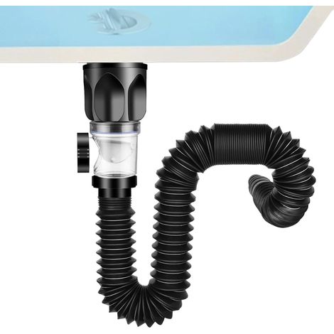 Rallonge de tuyau d'évier, tuyau de vidange d'évier,Tuyau de tuyau d'évier 1-1/2 Tuyau d'évacuation flexible extensible pour évier, tuyau de vidange rallonge d'évier, pièces générales (1/5)