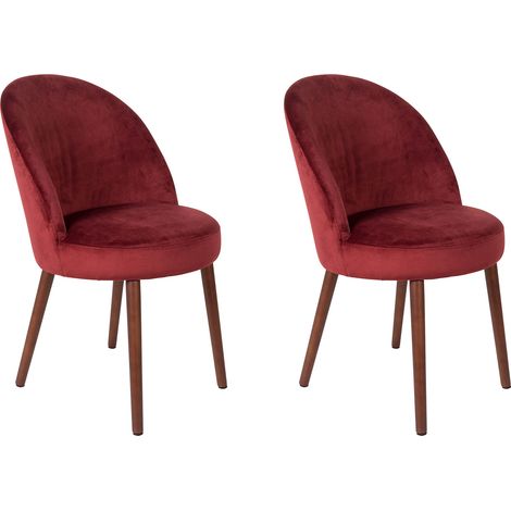 Lot de 2 chaises 51x59x85,5 en velours rouge - BARBARA