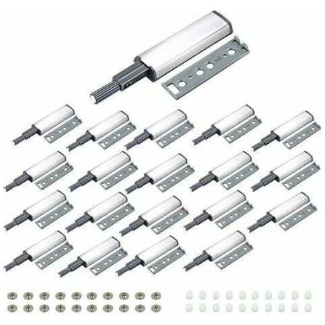 20 PCS Push to Open Aimant Poussoir Porte Placard Loquet Magnetique,Tampon Amortisseur pour Armoire Tiroir,Ouvre et Ferme la Porte avec Pression pour La Porte de L'armoire,Tiroir,Meuble et Placard