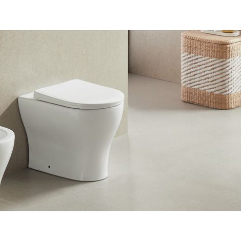 Pack WC sans bride Rimless à poser NEW PAROS - avec abattant à frein de chute (1/5)