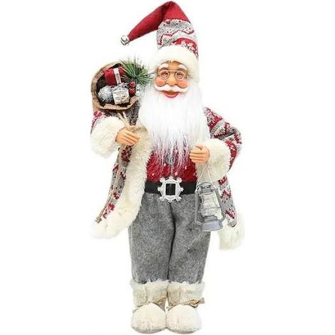 Figurine Pere Noel - Debout avec Sac - 45 cm - Décoration Festive Noël - 1 Pièce (1/5)