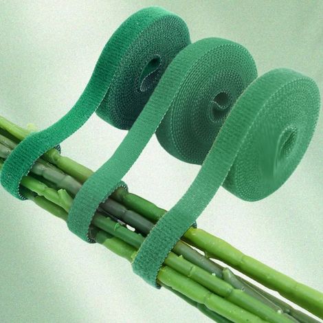 3 rouleaux de ruban en nylon pour plantes – Ruban auto-adhésif pour l'entretien des plantes, vert, 10 mm x 5 m (1/5)