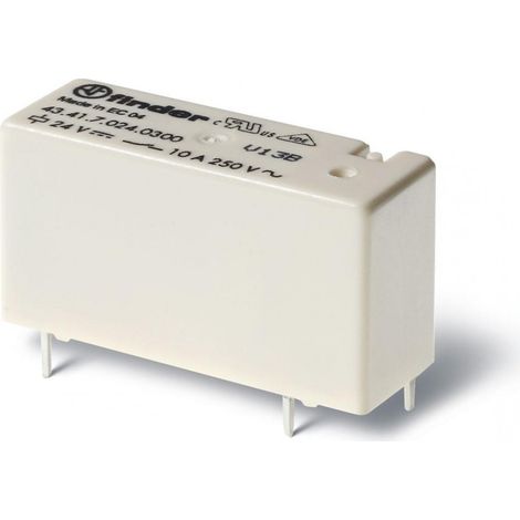 Relais circuit imprimé bas profil 1NO 10A 24V DC sensible AgNi + Au lavable FINDER 434170245301