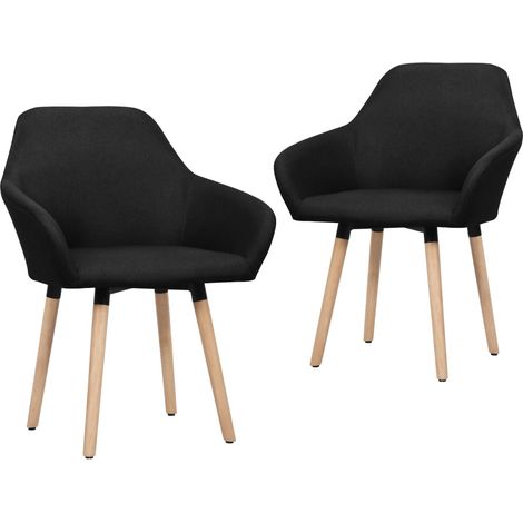 Lot de 2 Chaises de salle à manger - Chaises à dîner Noir Tissu BV874693 - BonneVie (1/5)