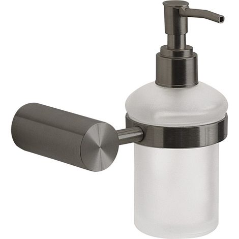 Dispenser Sapone Da Muro In Acciaio Inox E Vetro Gun Metal  Aloe