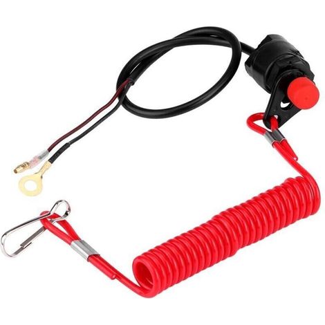 Interrupteur d’arrêt moteur universel 12 V avec corde de sécurité et câble pour hors-bord, tondeuses, motos et véhicules 4x4 (1/5)