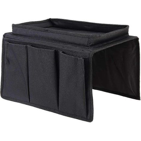 Organisateur d'accoudoir de canapé, support pour télécommande, agenda en tissu Oxford avec porte-gobelet intégré pour fauteuil inclinable et accoudoirs de lit - Noir, Livraison gratuite (1/5)