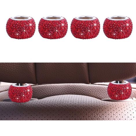 4 Colliers de réparation de voiture Pack ， Colliers de repos de tête de voiture Anneaux Decor Bling Crystal Diamond (rouge) (1/5)