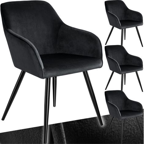 Lot 4 chaises ergonomiques cuir synthétique aspect velours noir (1/5)