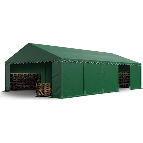TOOLPORT Tendone deposito 5x10 m PVC 700 N verde scuro impermeabile tenda capannone tenda di stoccaggio (1/5)