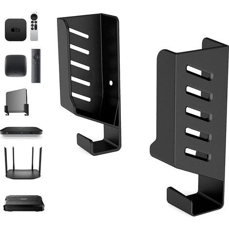 (noir) Support Mural Universel Pour Botier Tv/routeur/commutateur Rseau/modem, Compatible Avec Tp-link, Mi Box, Apple Tv, Sky Q, Support Mural, Ad (1/5)