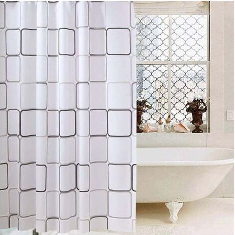 Rideau de Douche Anti-moisissure antibactérien, imperméable, Rideaux de Douche Opaques (Grand carré), Rideau de Douche 180 x 220cm (1/5)