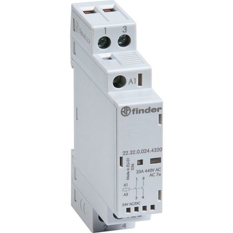 Finder – Contacteur modulaire type AC 16A – Tension 230V – Degré de protection IP20 – Température -20°C + 50°C
