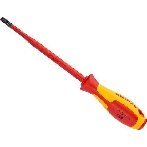 KNIPEX 98 20 65 SL Giraviti per elettricisti (Slim) per viti con intaglio impugnatura isolante, in materiale bicomponente, collaudato VDE brunita 262 mm