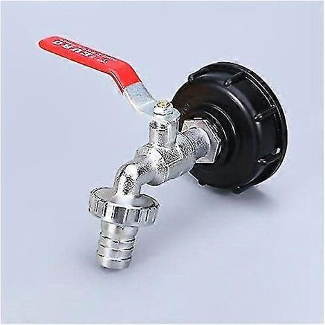 Robinet de récupération d'eau de pluie pour citerne IBC 1000L, adaptateur 1/2 pouce à double sortie, robinet en alliage revêtu PP pour cuve à eau. (1/5)