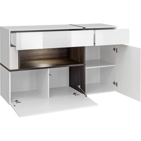 Commode - Cross - L 150 cm x P45 cm x H 92 cm - Blanc - Livraison gratuite (1/2)