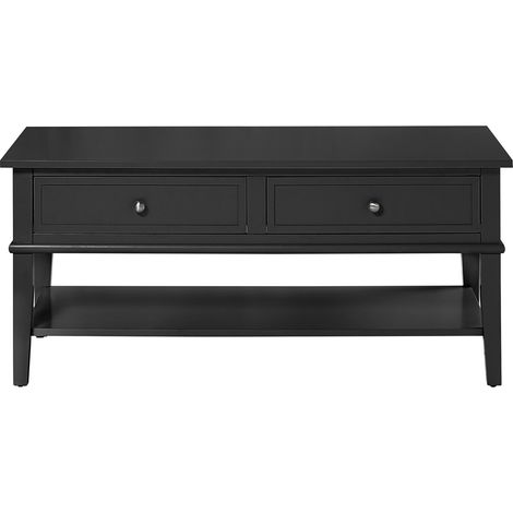 Franklin-Table basse avec 2 tiroirs en MDF noir