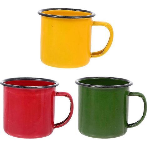 Lot de 3 gobelets rétro en émail coloré, petits gobelets multifonctions pour enfants-6.5X6CM (1/2)