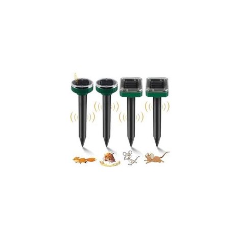 Detaupeur Solaire 4pcs Anti Taupe Ultrason Repulsif Serpent Chasse Taupes Eliminer Prise Ultrason Souris Anti-Taupes Campagnols Nuisibles Etanche pour Jardin Pelouse en Plein Air