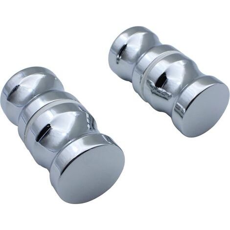 Pair Poignée de douche , 2 paires de poignées de porte en verre chromé rond, poignée de tirage, pièces de rechange pour paroi de douche, paroi de douche (1/5)
