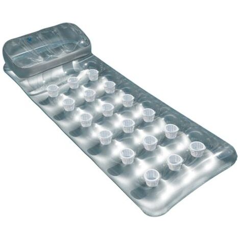 Matelas flottant 58894EU argenté 188x71 cm – 100% PVC – Oreiller intégré pour confort – Pour piscine et détente