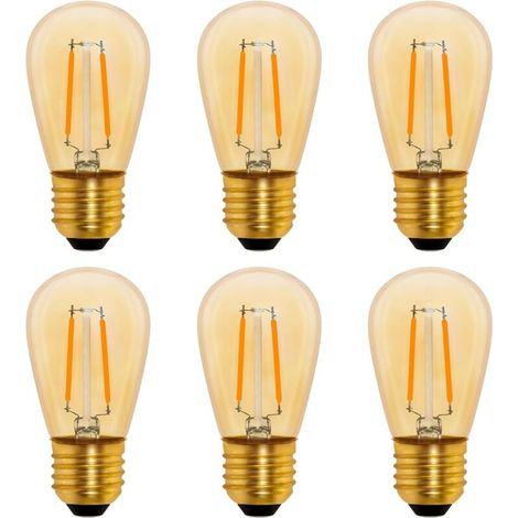 Bombilla LED de filamento S14 Vintage E27, 1W ámbar, reemplazo Edison para bombillas incandescentes de 10W, no regulable, blanco cálido 2200K, CA 220V, paquete de 6