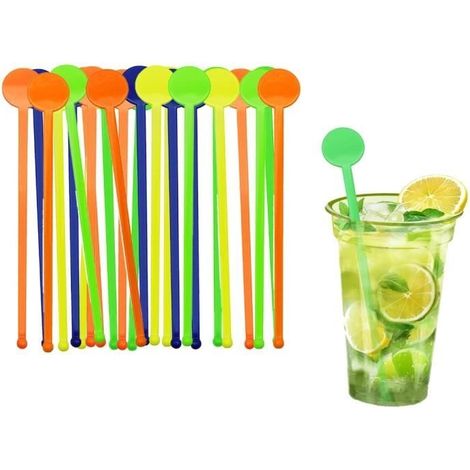 80 pcs Touillettes Cocktail Reutilisable Agitateurs 18cm - Acrylique Reutilisable Touillettes Colore Agitateurs Boisson -yd (1/2)