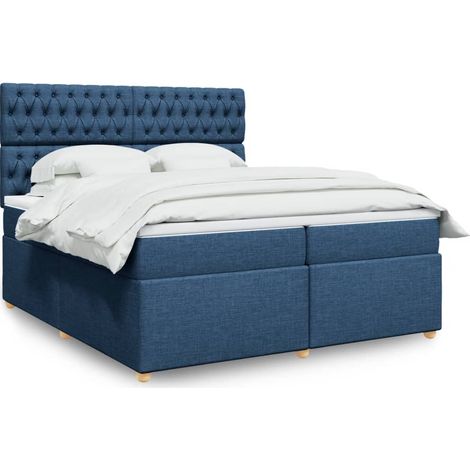 Boxspringbett mit Matratze Blau 200x200 cm Stoff vidaXL