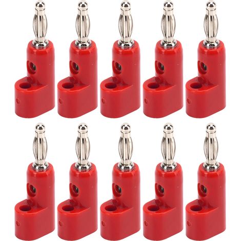 Stapelbare 4-mm-Bananenstecker, 10er-Pack, lötfrei, für Sicherheitszubehör, rot (1/5)