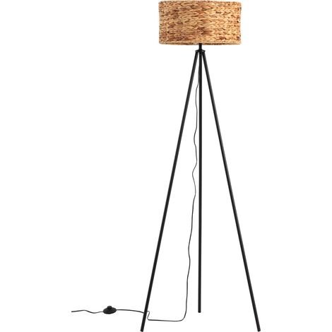 Stehlampe aus Naturfasern und Metallfuß